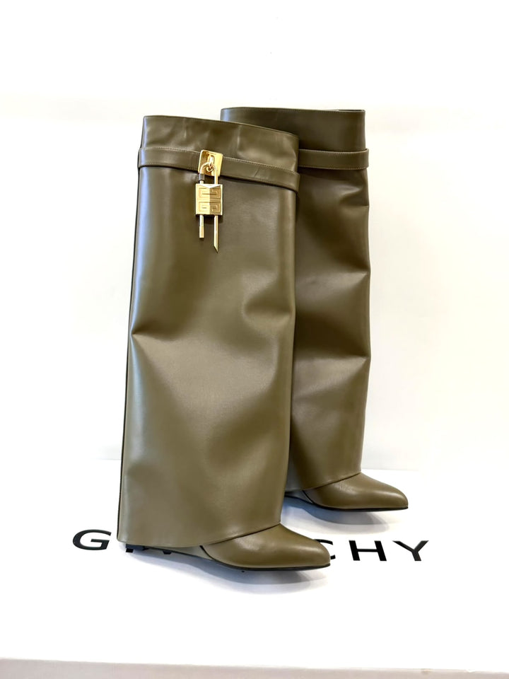 GIVENCHY SHARK LOCK CALFSKIN LEATHER BOOTS