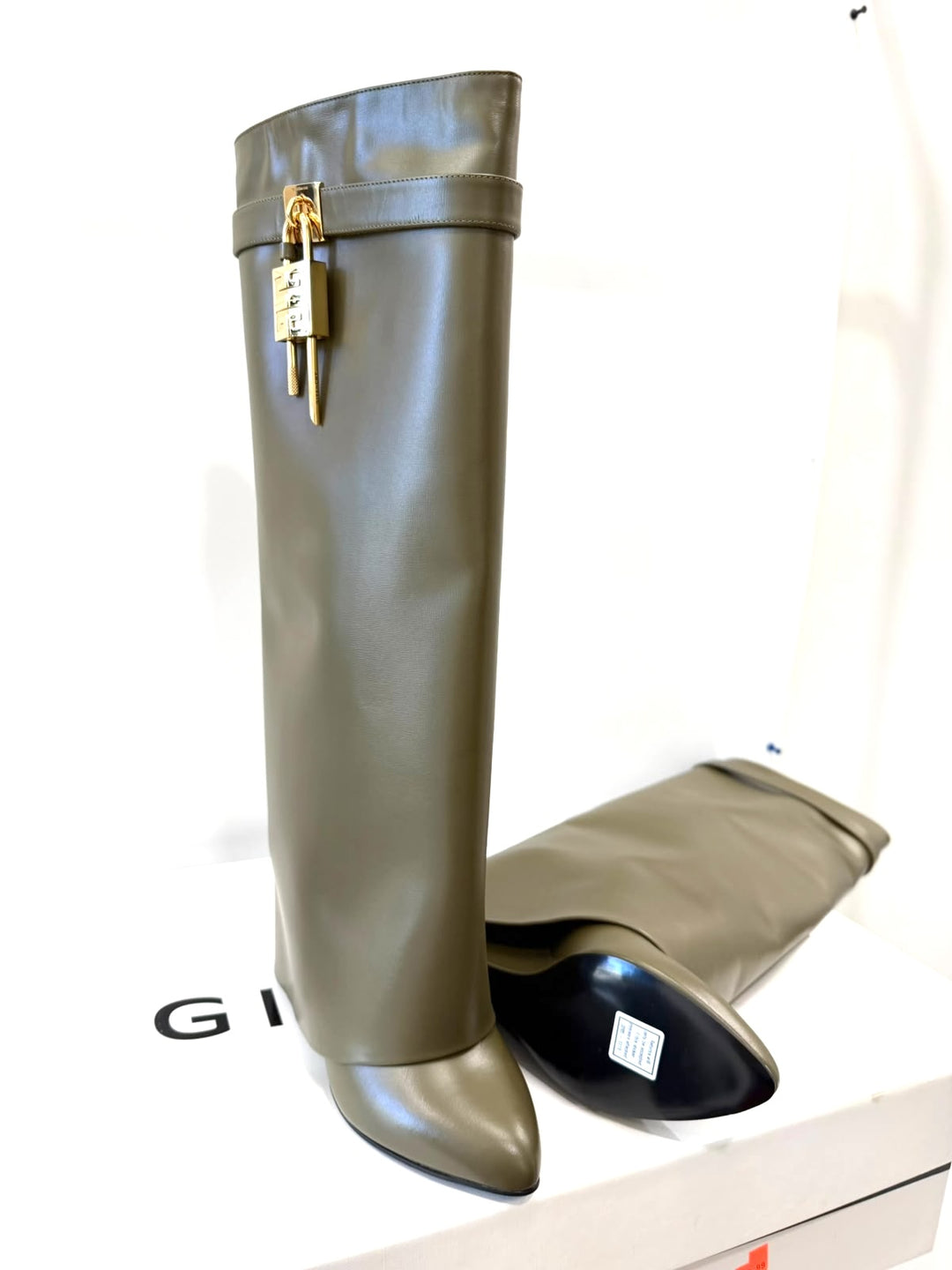 GIVENCHY SHARK LOCK CALFSKIN LEATHER BOOTS