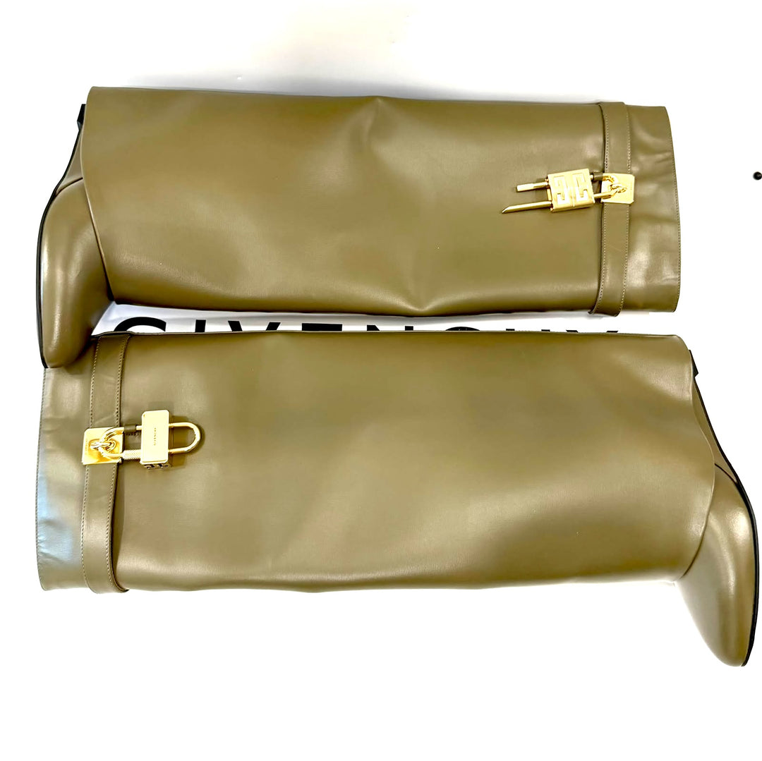 GIVENCHY SHARK LOCK CALFSKIN LEATHER BOOTS