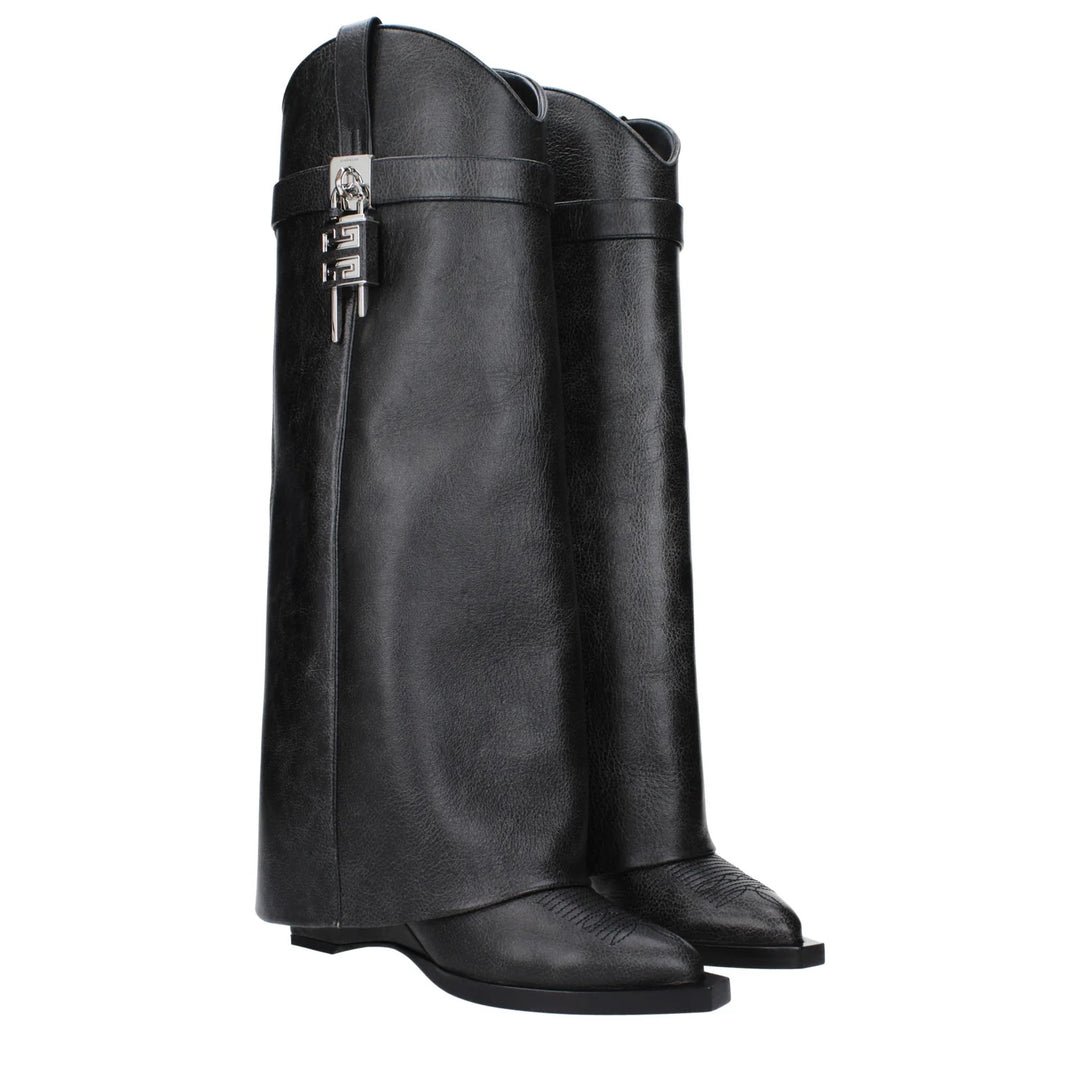 GIVENCHY SHARK LOCK COWBOY LEATHER BOOTS