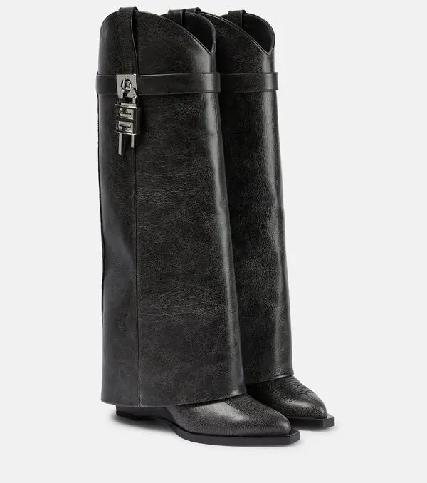 GIVENCHY SHARK LOCK COWBOY LEATHER BOOTS