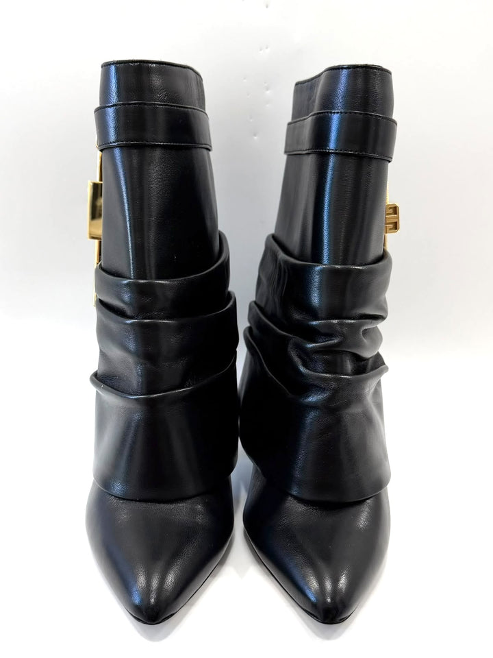 GIVENCHY SHARK LOCK STILETTO LAMBSKIN LEATHER ANKLE BOOTS