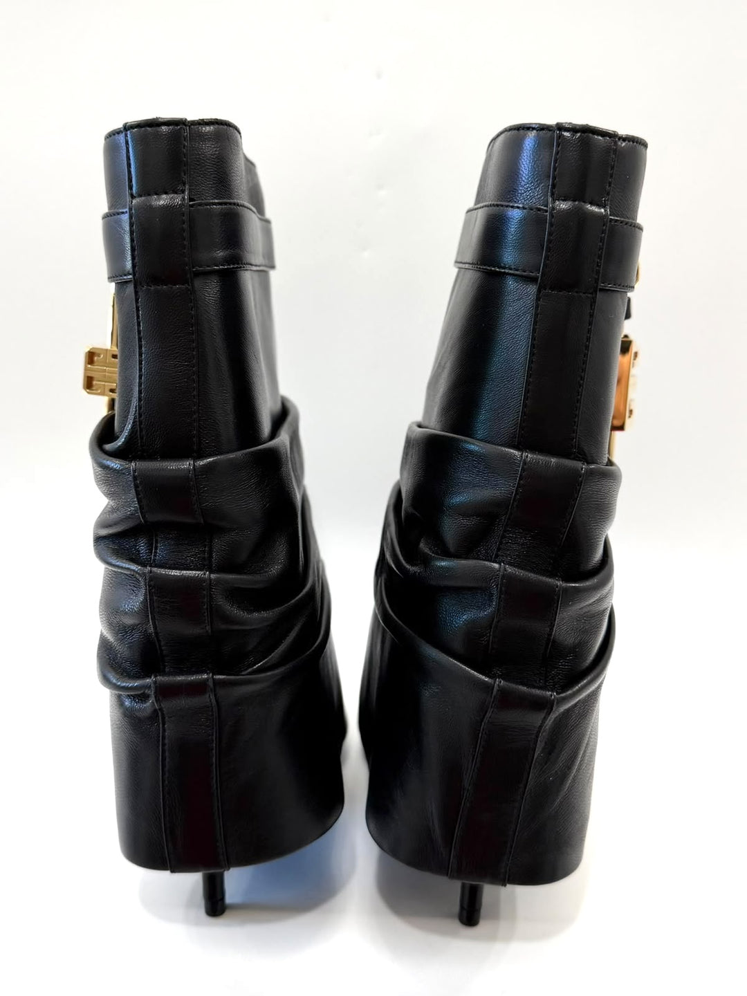 GIVENCHY SHARK LOCK STILETTO LAMBSKIN LEATHER ANKLE BOOTS