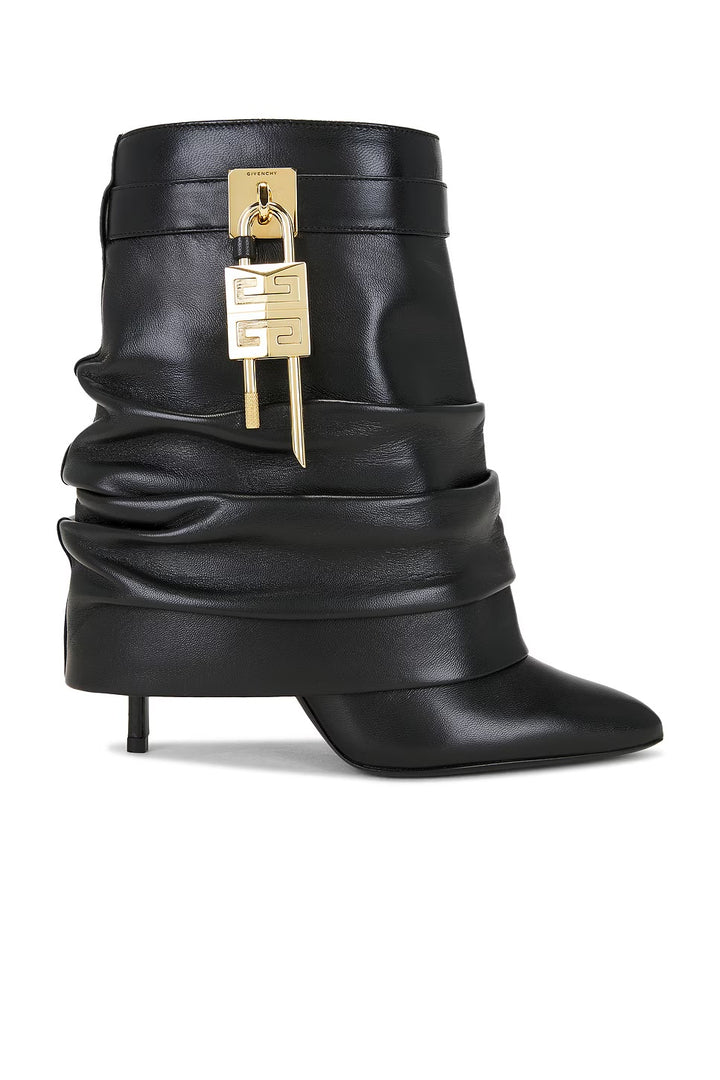 GIVENCHY SHARK LOCK STILETTO LAMBSKIN LEATHER ANKLE BOOTS