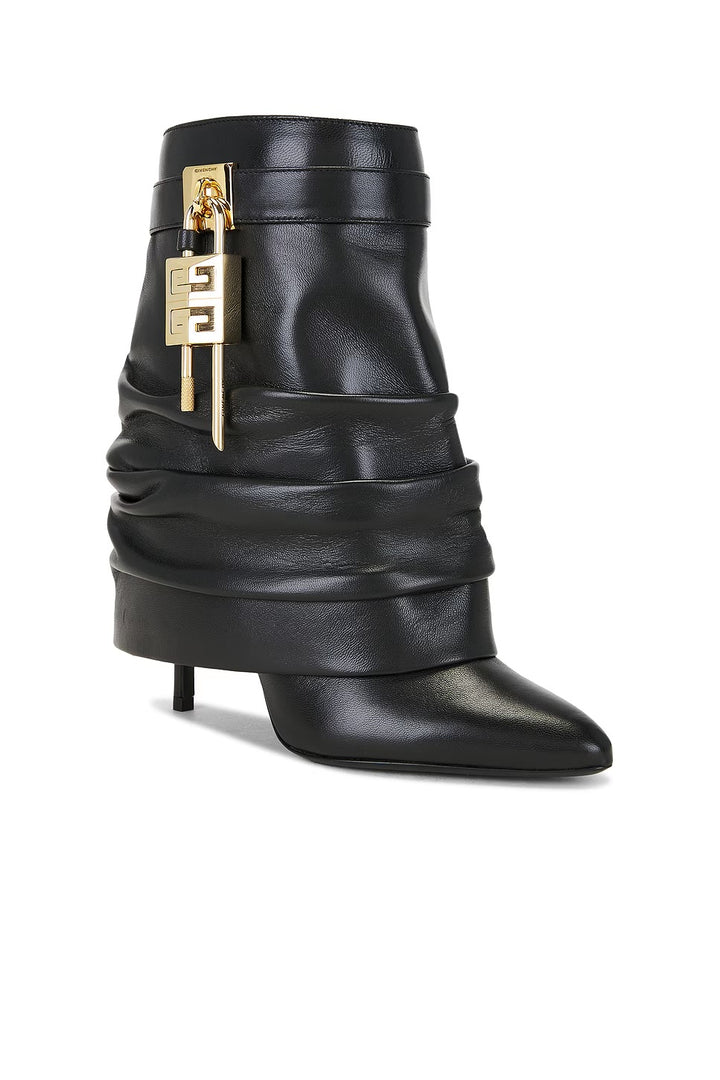 GIVENCHY SHARK LOCK STILETTO LAMBSKIN LEATHER ANKLE BOOTS