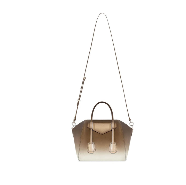 GIVENCHY SMALL ANTIGONA LOCK CALFSKIN LEATHER SHOULDER BAG IN TAUPE OMBRÉ
