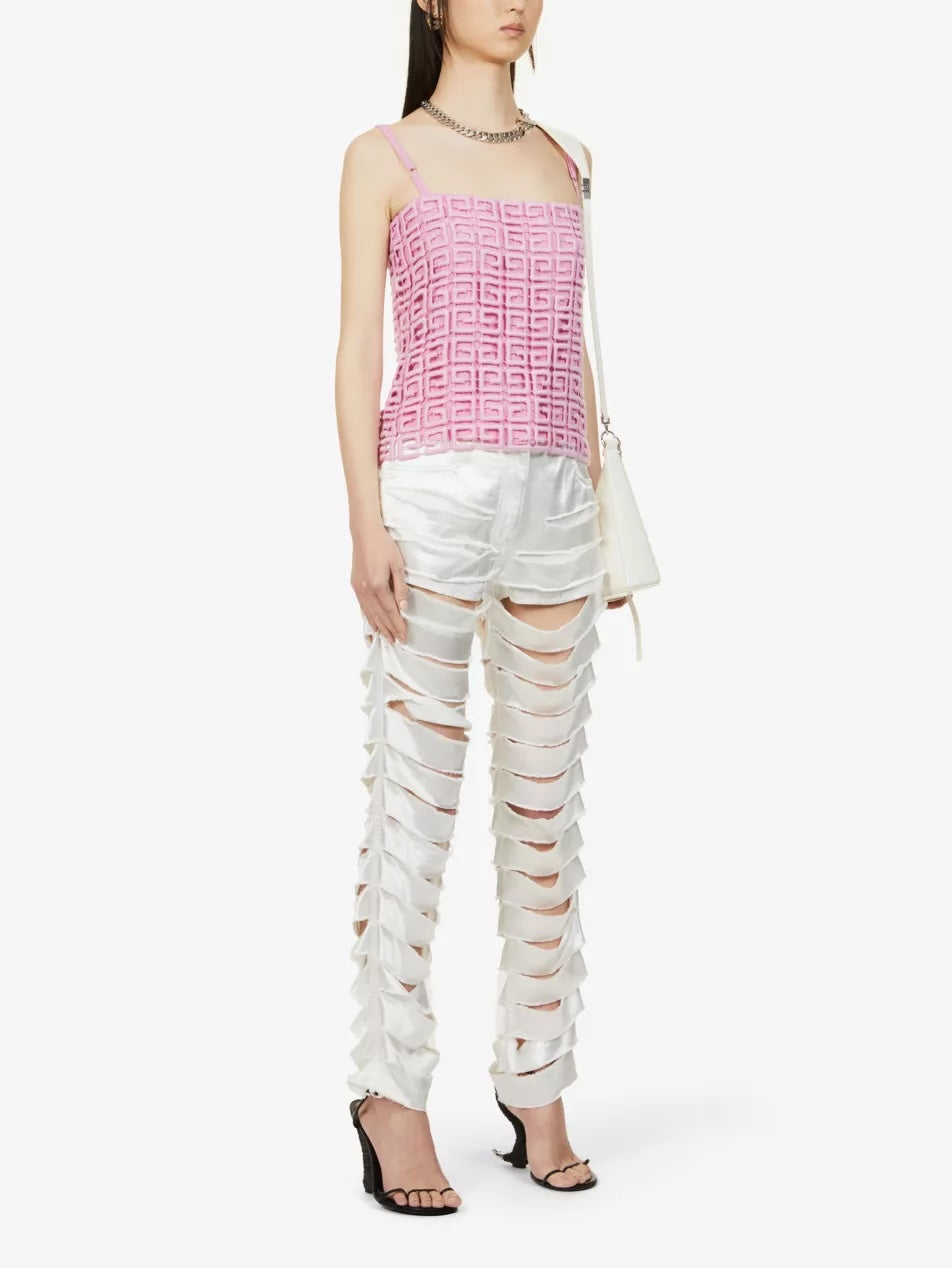 GIVENCHY 4G GUIPURE EMBROIDERED GEOMETRIC CAMISOLE TOP