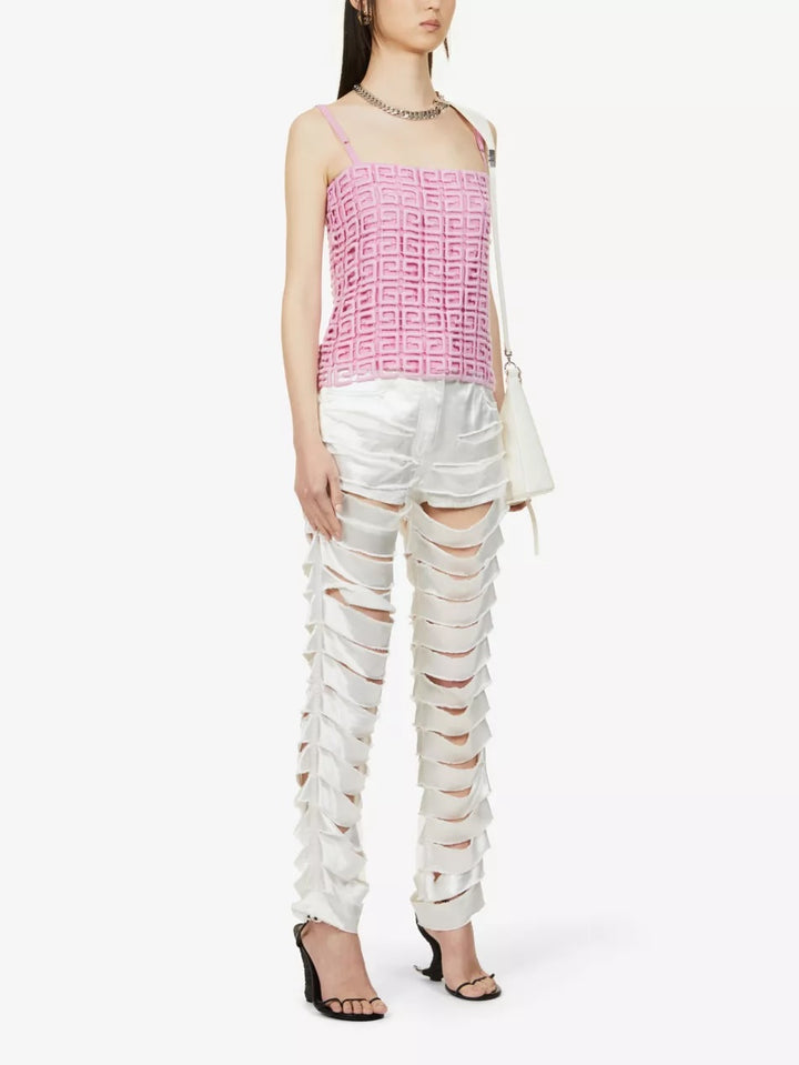 GIVENCHY 4G GUIPURE EMBROIDERED GEOMETRIC CAMISOLE TOP