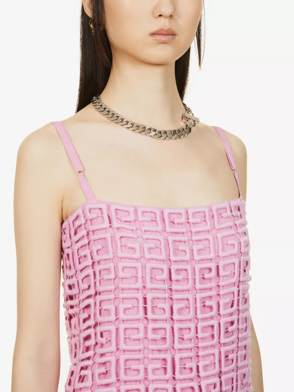GIVENCHY 4G GUIPURE EMBROIDERED GEOMETRIC CAMISOLE TOP