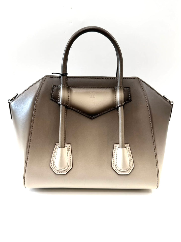 GIVENCHY SMALL ANTIGONA LOCK CALFSKIN LEATHER SHOULDER BAG IN TAUPE OMBRÉ