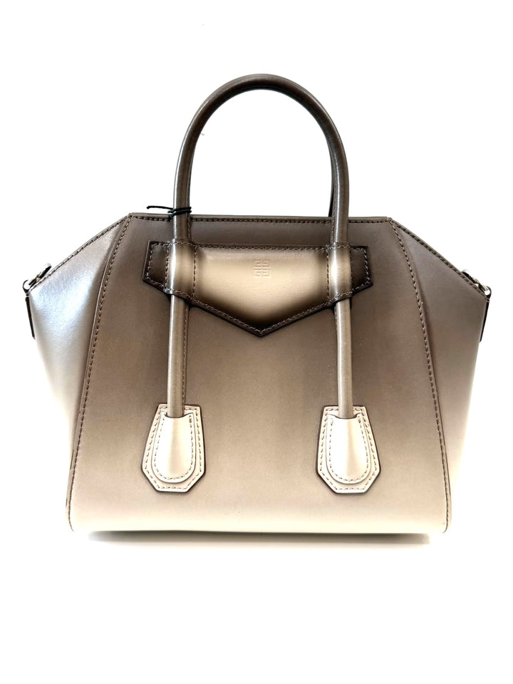 GIVENCHY SMALL ANTIGONA LOCK CALFSKIN LEATHER SHOULDER BAG IN TAUPE OMBRÉ