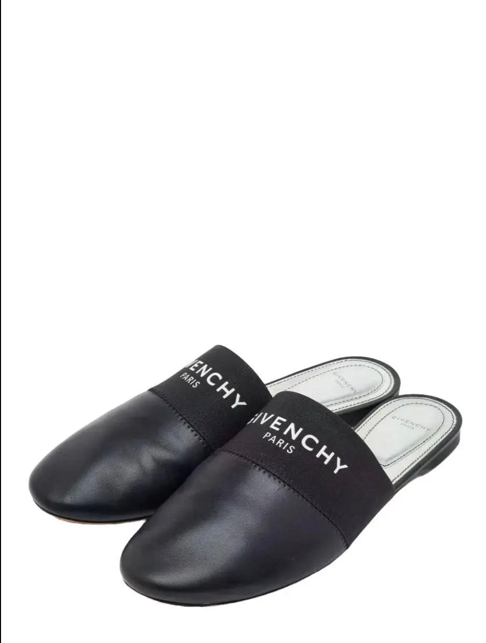 GIVENCHY BEDFORD LOGO PRINT LEATHER MULES