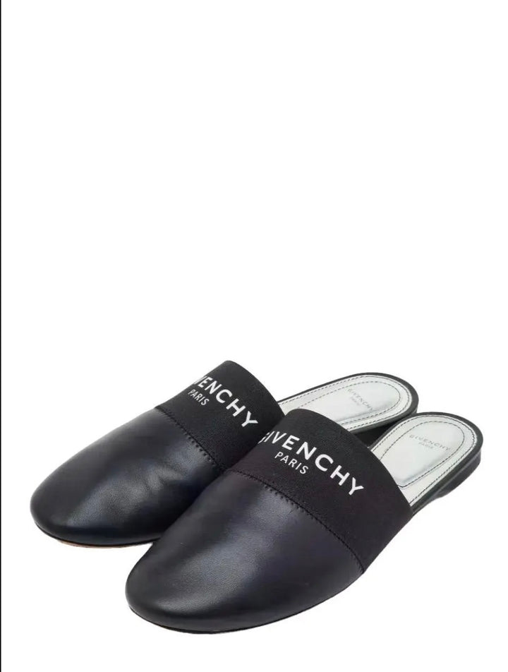 GIVENCHY BEDFORD LOGO PRINT LEATHER MULES