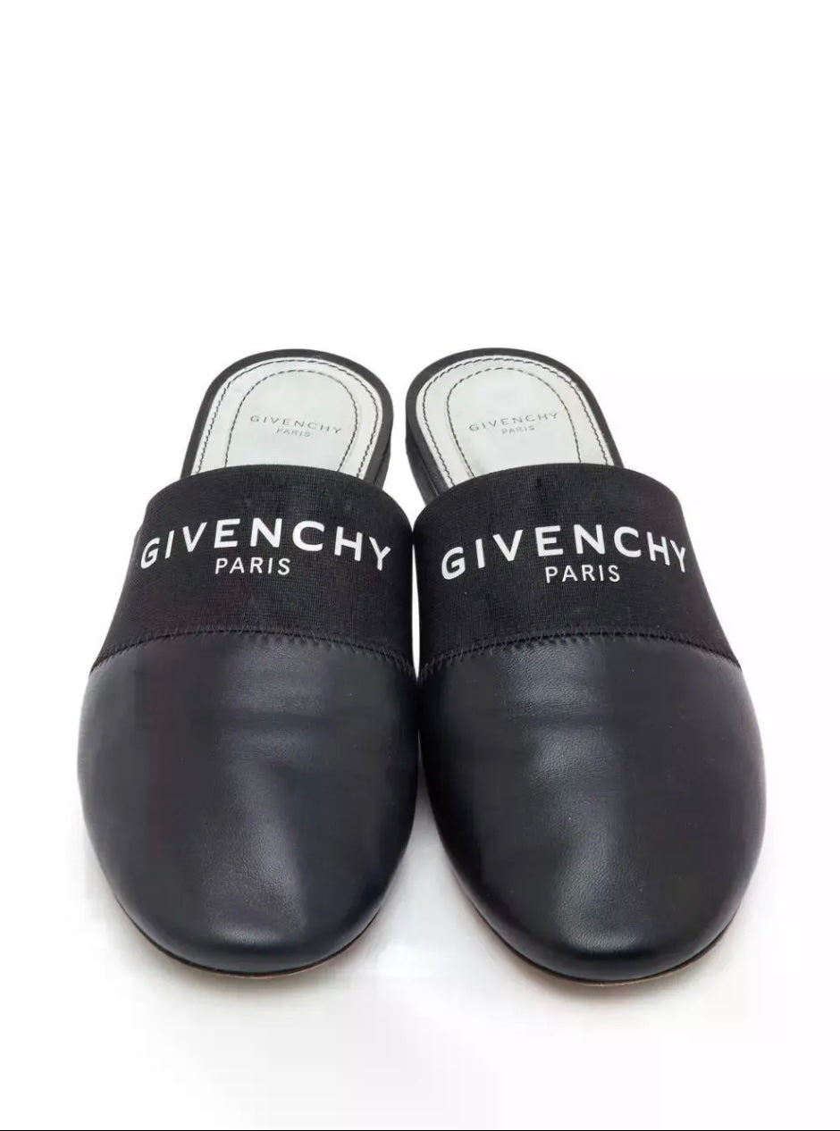 GIVENCHY BEDFORD LOGO PRINT LEATHER MULES