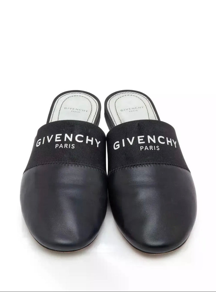 GIVENCHY BEDFORD LOGO PRINT LEATHER MULES