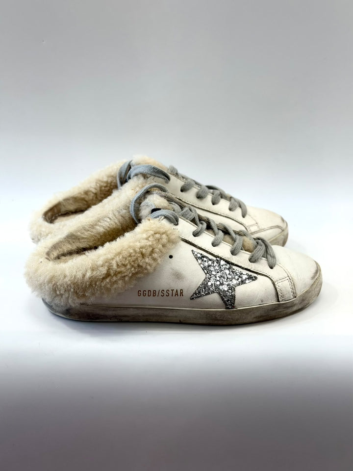GOLDEN GOOSE SUPER STAR SABOT SHEARLING LINED SNEAKER MULES