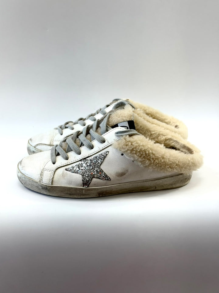 GOLDEN GOOSE SUPER STAR SABOT SHEARLING LINED SNEAKER MULES