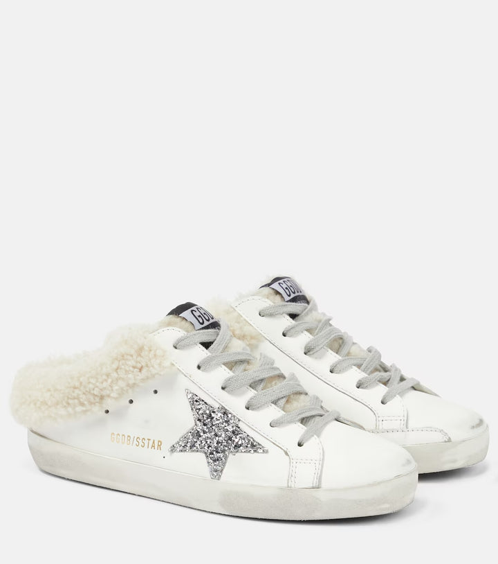 GOLDEN GOOSE SUPER STAR SABOT SHEARLING LINED SNEAKER MULES