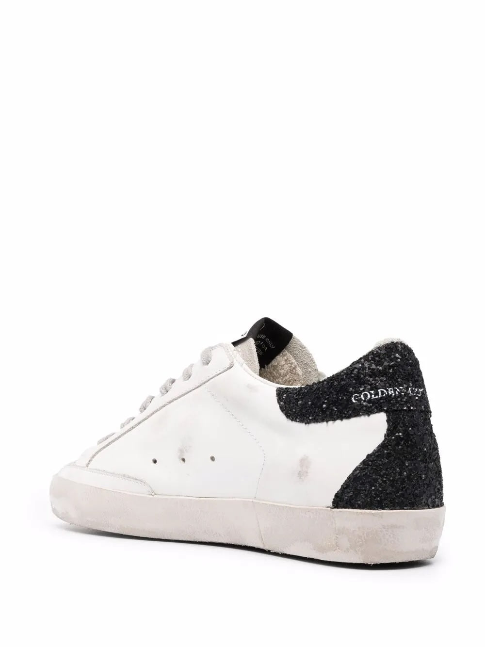 GOLDEN GOOSE SUPER STAR LOW-TOP GLITTER CALFSKIN LEATHER SNEAKERS