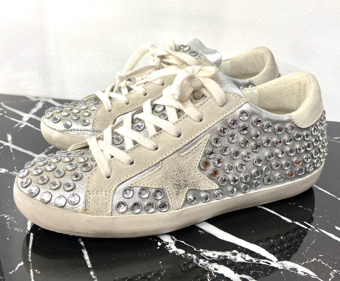 GOLDEN GOOSE STUDDED RHINESTONE SUPERSTAR SNEAKERS