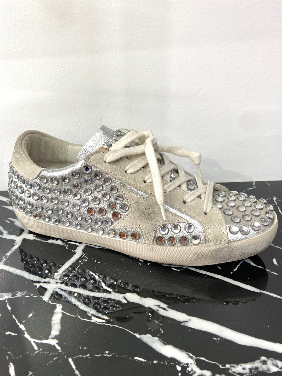 GOLDEN GOOSE STUDDED RHINESTONE SUPERSTAR SNEAKERS