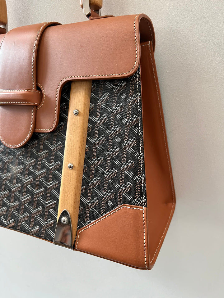 GOYARD SAIGON LEATHER TOP HANDLE HANDBAG MM