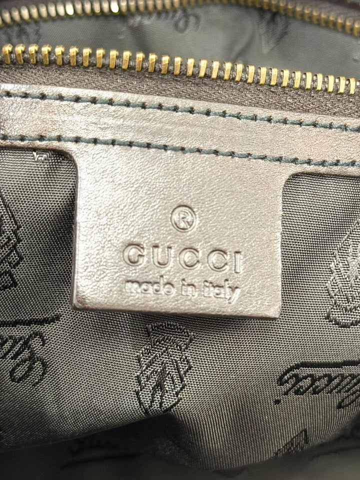GUCCI BABOUSKA INDY CALFSKIN LEATHER &amp; SUEDE LARGE BOSTON BAG