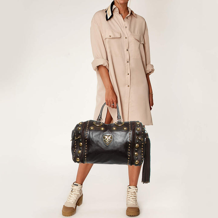 GUCCI BABOUSKA INDY CALFSKIN LEATHER &amp; SUEDE LARGE BOSTON BAG