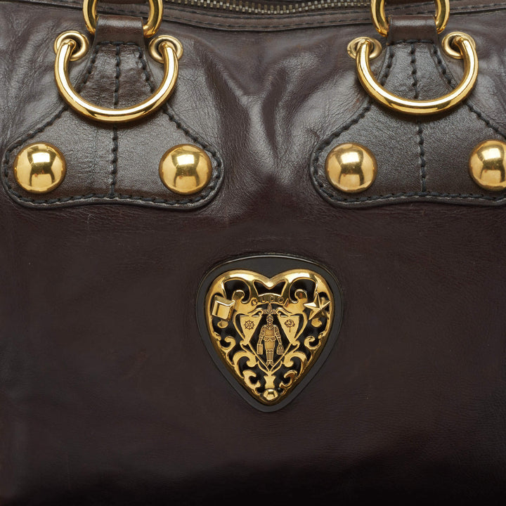 GUCCI BABOUSKA INDY CALFSKIN LEATHER &amp; SUEDE LARGE BOSTON BAG