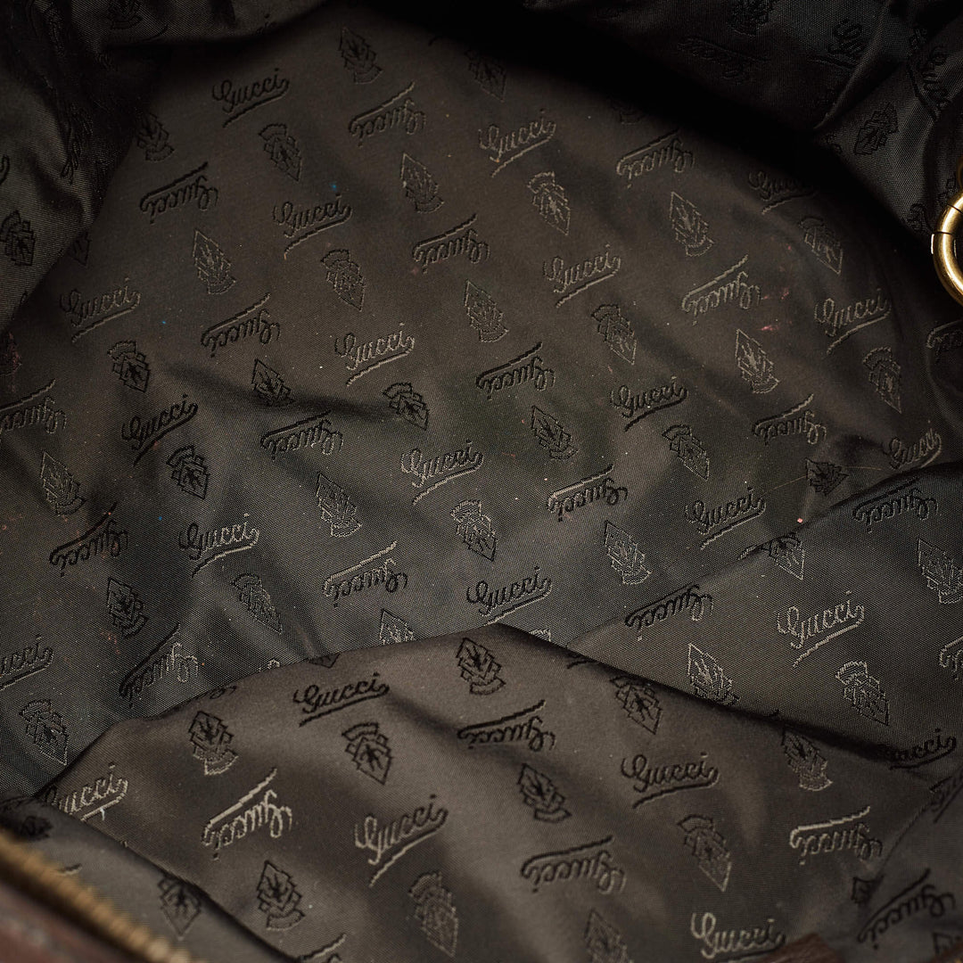 GUCCI BABOUSKA INDY CALFSKIN LEATHER &amp; SUEDE LARGE BOSTON BAG