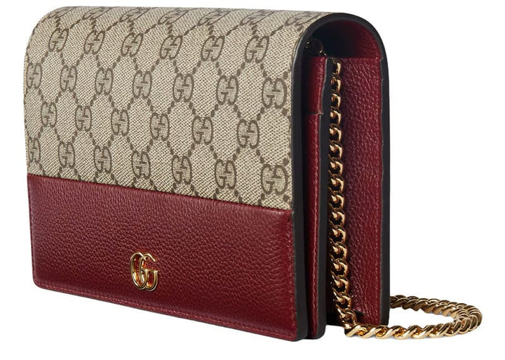 GUCCI BI-COLOR GG MARMONT WALLET ON CHAIN