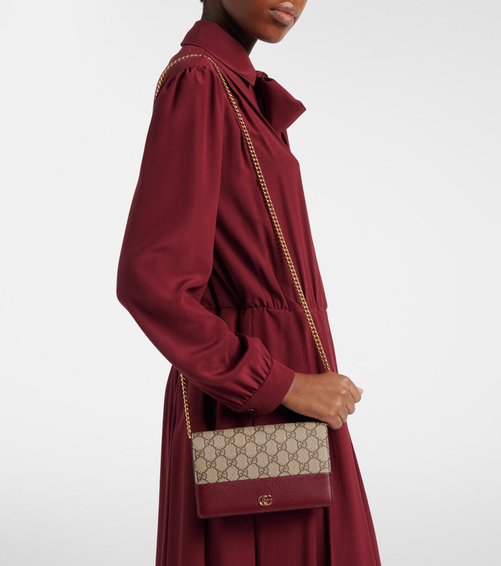 GUCCI BI-COLOR GG MARMONT WALLET ON CHAIN