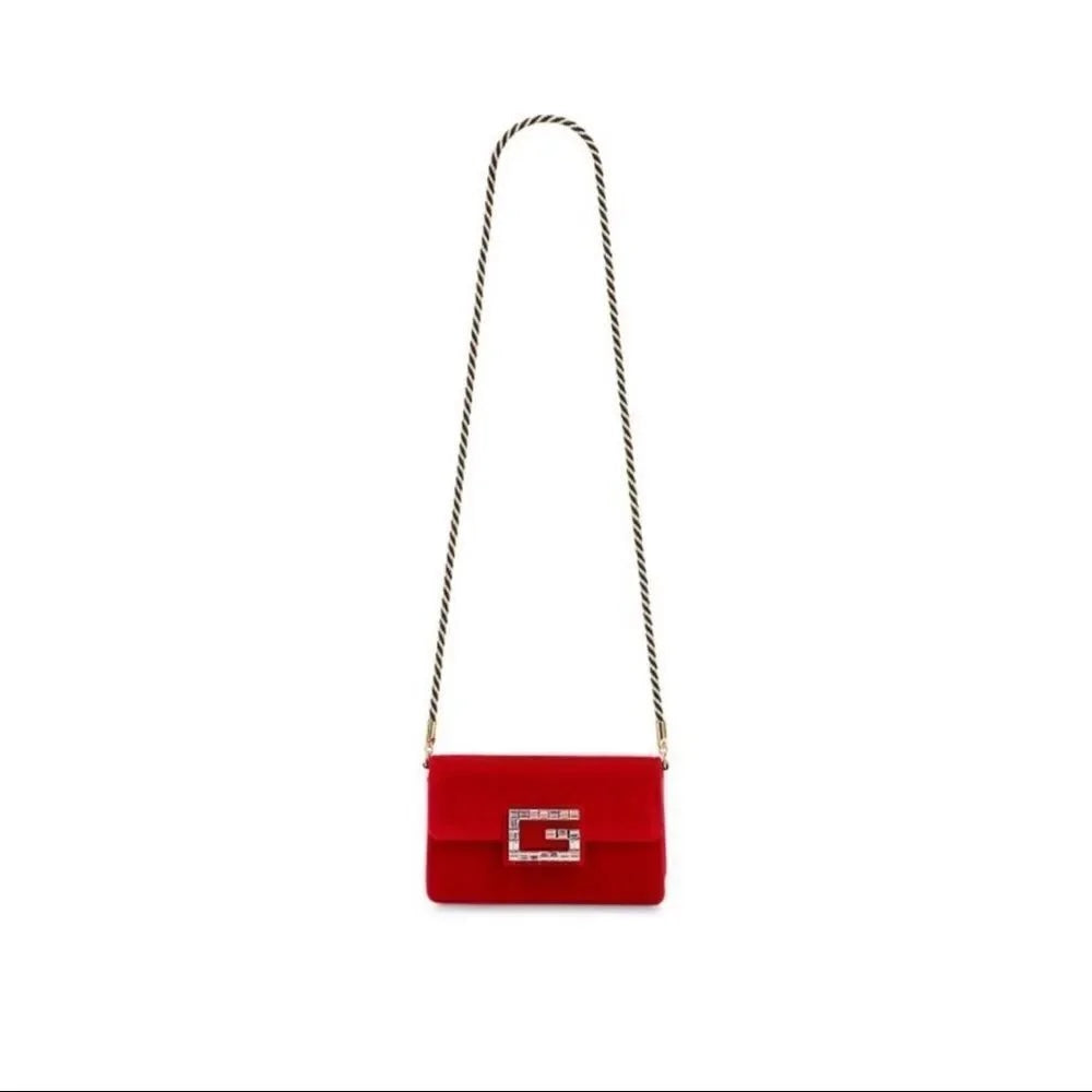 GUCCI BROADWAY VELVET CRYSTAL G SHOULDER BAG