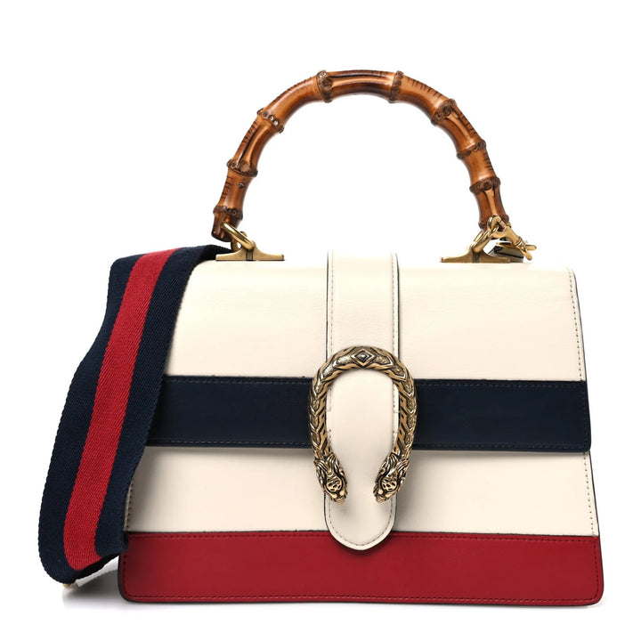 GUCCI BAMBOO WEB MEDIUM CALFSKIN LEATHER DIONYSUS BAG