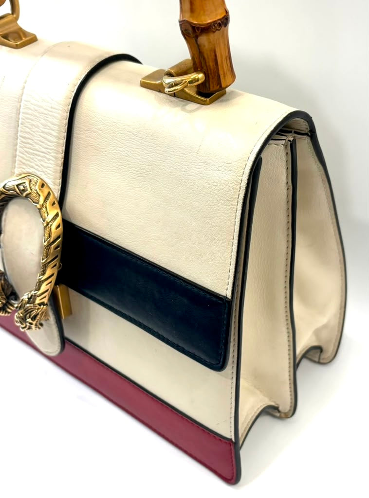 GUCCI BAMBOO WEB MEDIUM CALFSKIN LEATHER DIONYSUS BAG