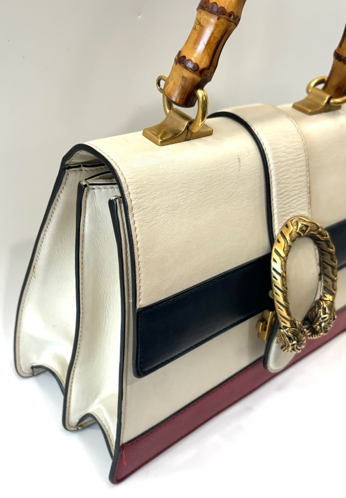 GUCCI BAMBOO WEB MEDIUM CALFSKIN LEATHER DIONYSUS BAG