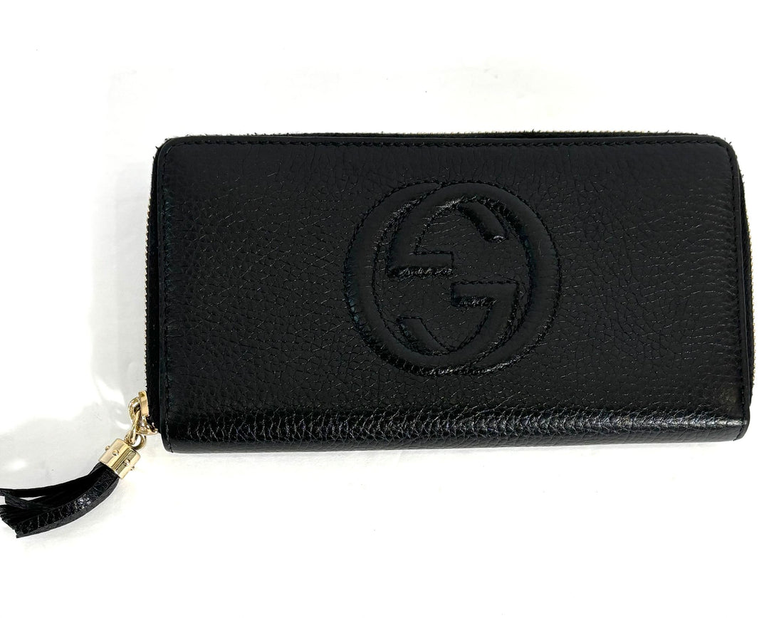 GUCCI GRAINED CALFSKIN LEATHER SOHO ZIPPY WALLET