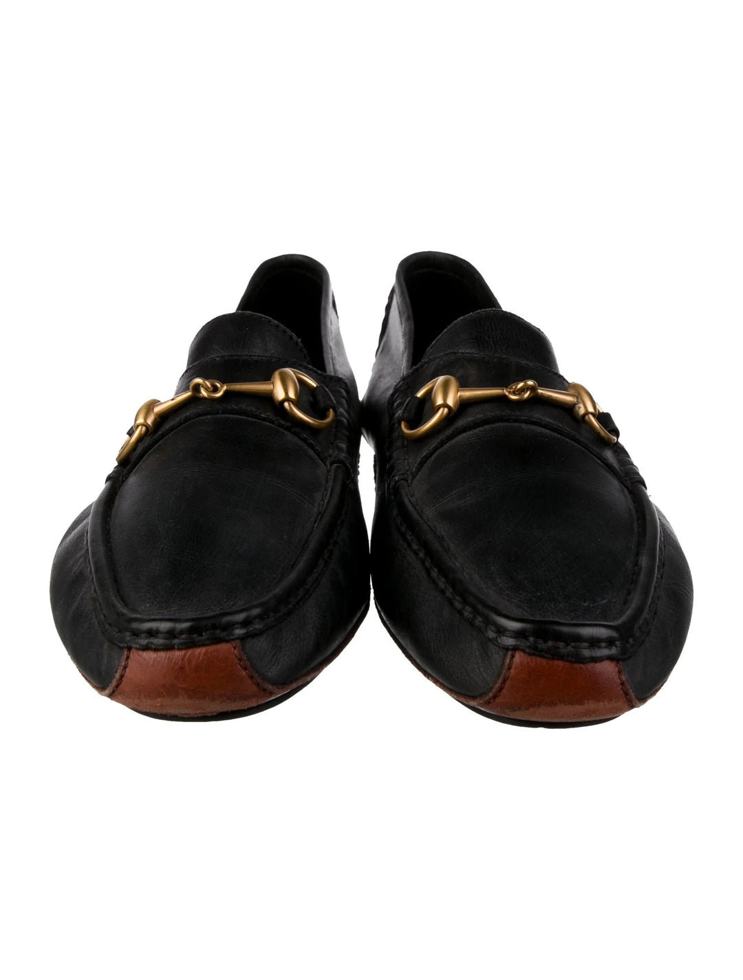 GUCCI CALFSKIN LEATHER HORSEBIT DRIVER LOAFERS