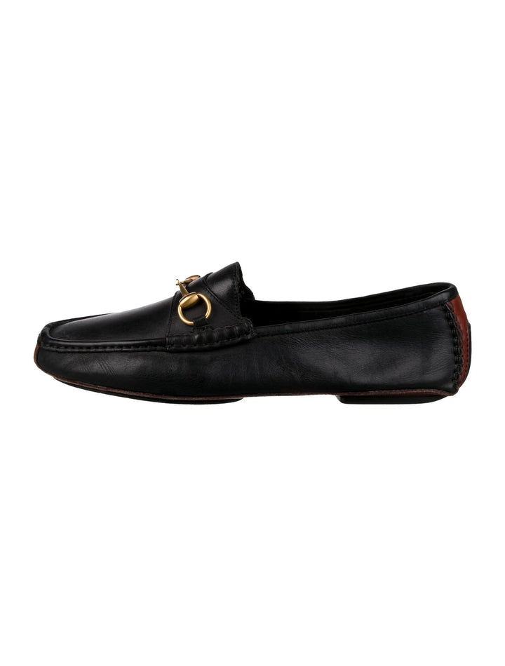 GUCCI CALFSKIN LEATHER HORSEBIT DRIVER LOAFERS
