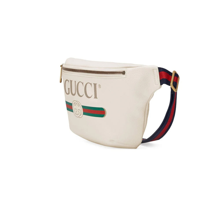 GUCCI GRAINED CALFSKIN LEATHER SMALL LOGO BELT BAG