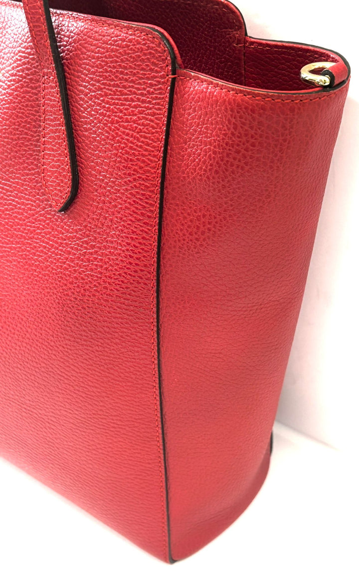 GUCCI PEBBLED CALFSKIN LEATHER MEDIUM TOP HANDLE TOTE BAG