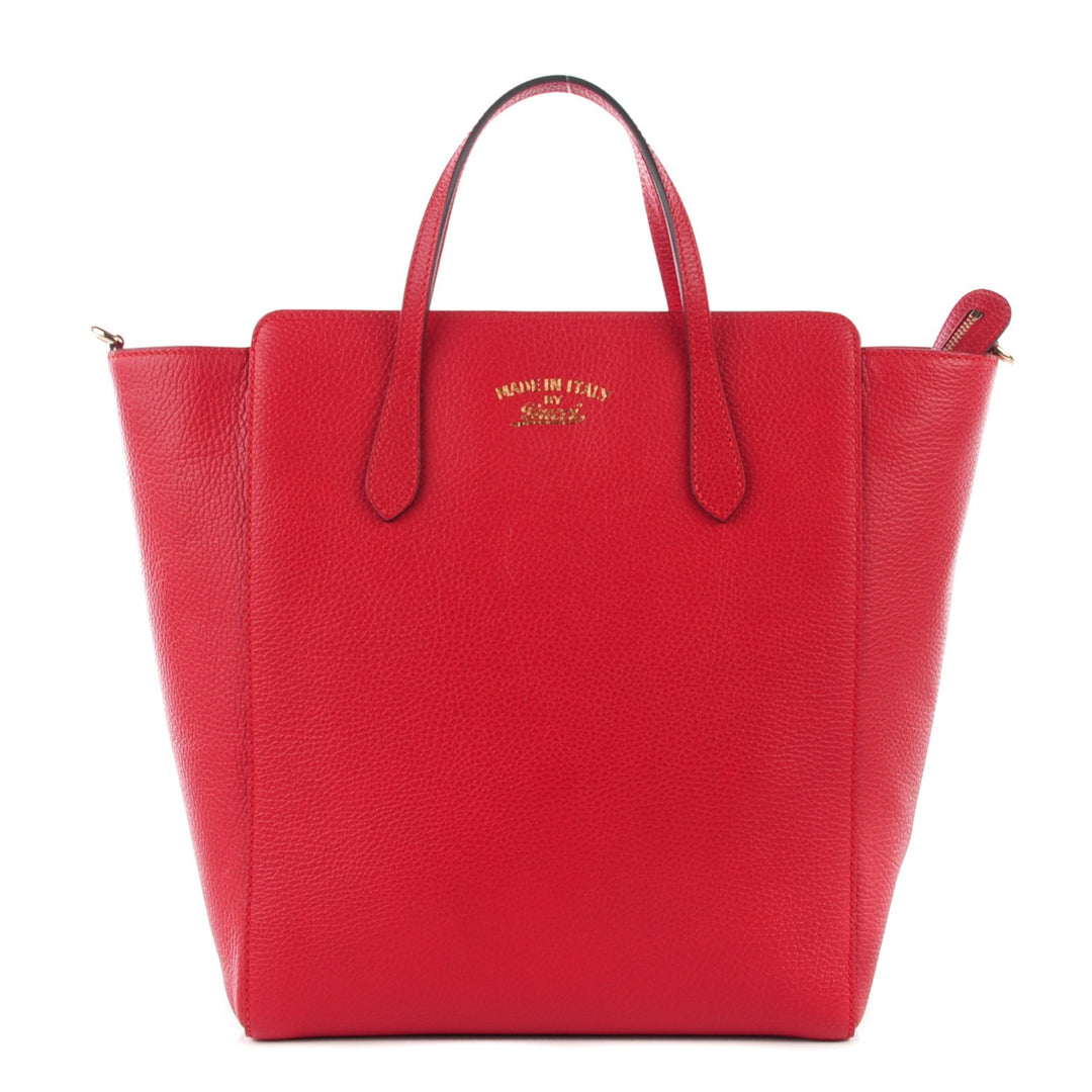 GUCCI PEBBLED CALFSKIN LEATHER MEDIUM TOP HANDLE TOTE BAG