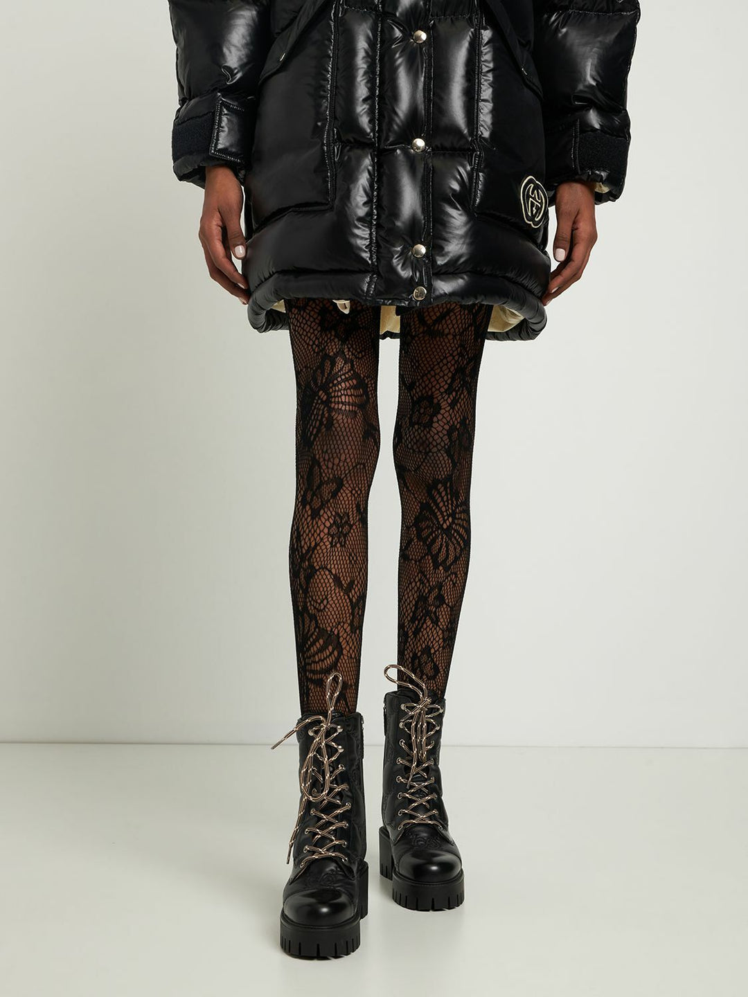 GUCCI CORDOVAN LUX NAPPA GG MATELASSE LACE UP COMBAT BOOTS