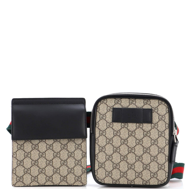 GUCCI GG SUPREME DOUBLE WEB BELT BAG