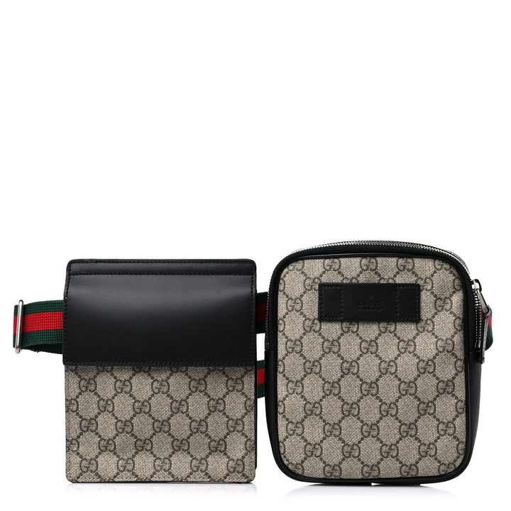GUCCI GG SUPREME DOUBLE WEB BELT BAG
