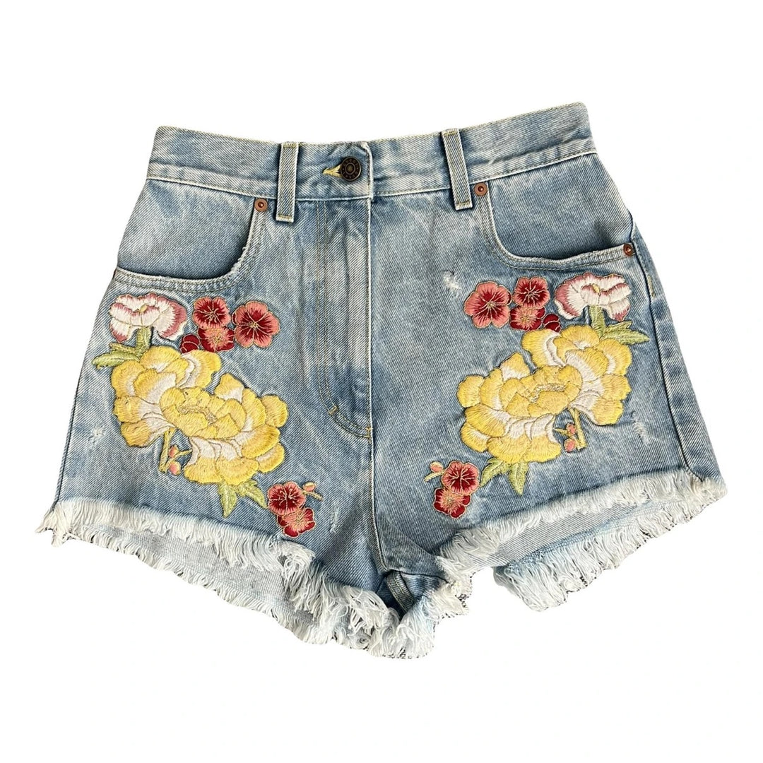 GUCCI EMBROIDERED RAW EDGE DENIM SHORTS – Caroline's Fashion Luxuries