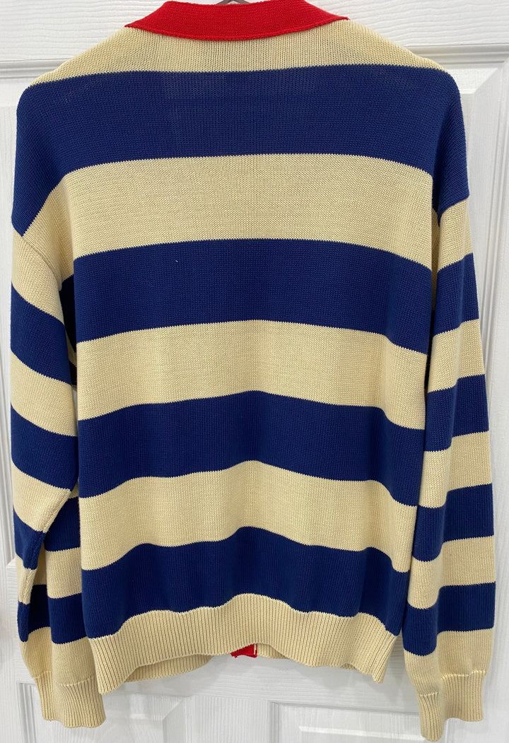 GUCCI EMBROIDERED STRIPED KNIT CARDIGAN
