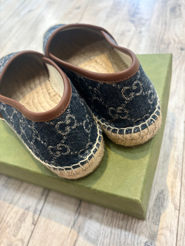 GUCCI GG MONOGRAM JACQUARD DENIM PILAR ESPADRILLES