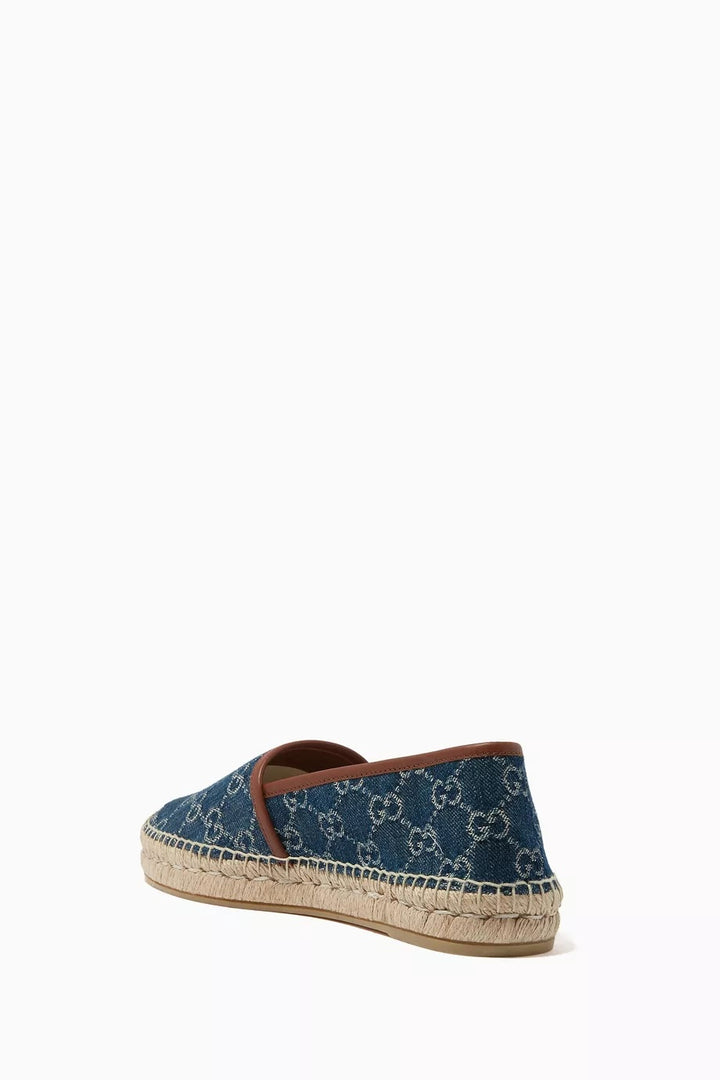 GUCCI GG MONOGRAM JACQUARD DENIM PILAR ESPADRILLES