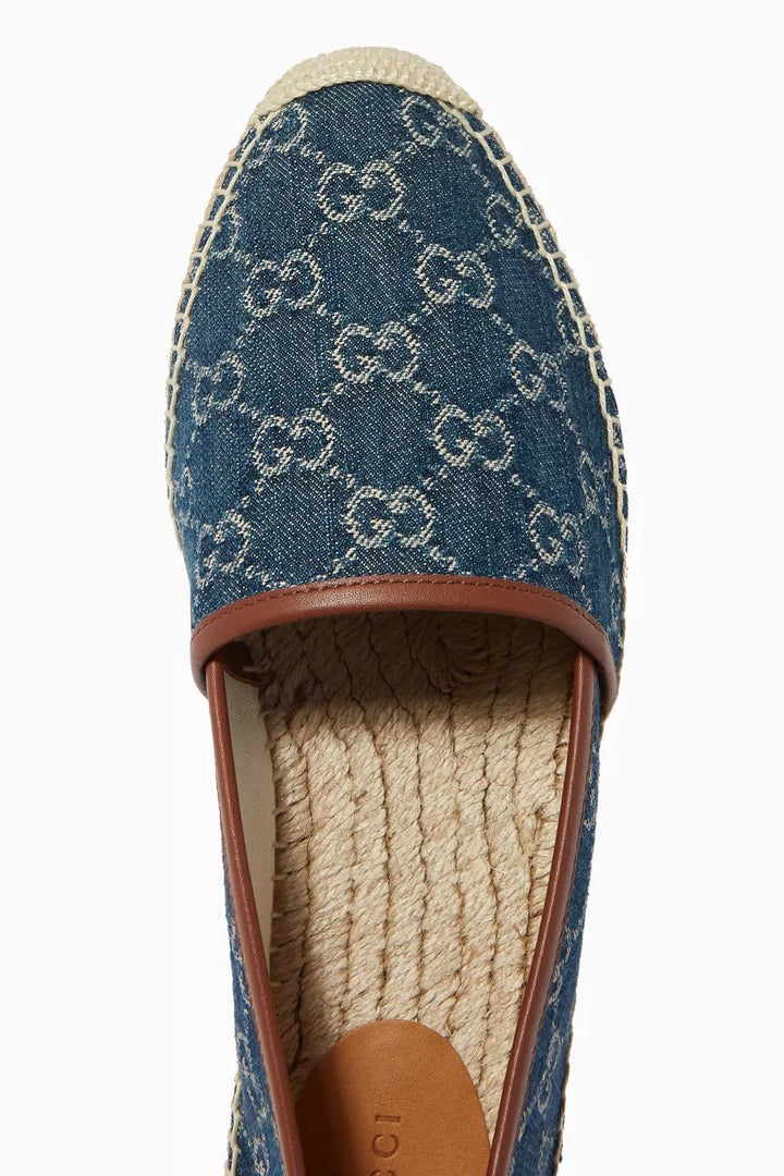 GUCCI GG MONOGRAM JACQUARD DENIM PILAR ESPADRILLES